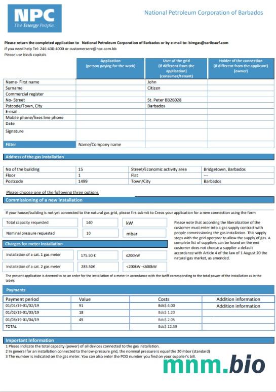 Barbados National Petroleum Corporation of Barbados gas rachunek za media